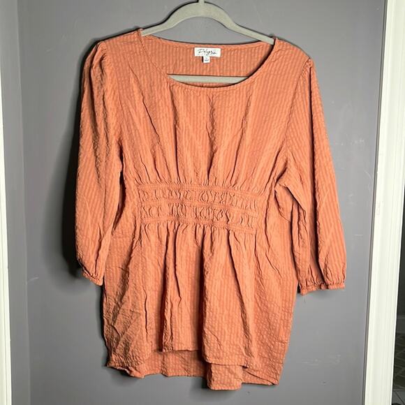 Polygram Brown Cinched Blouse Size Large - Picture 9 of 9